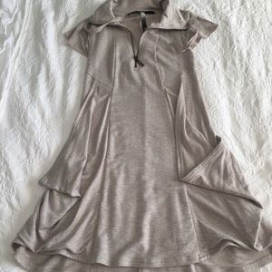 Kensie Flutter-Sleeve Draped French-Terry dress